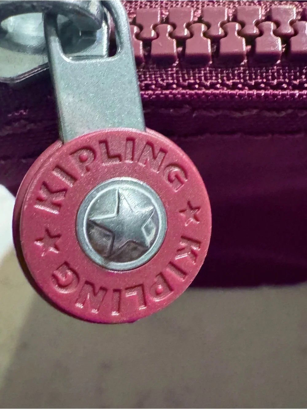 Kipling Creativity Large Maroon Pouch with Embossed Logo